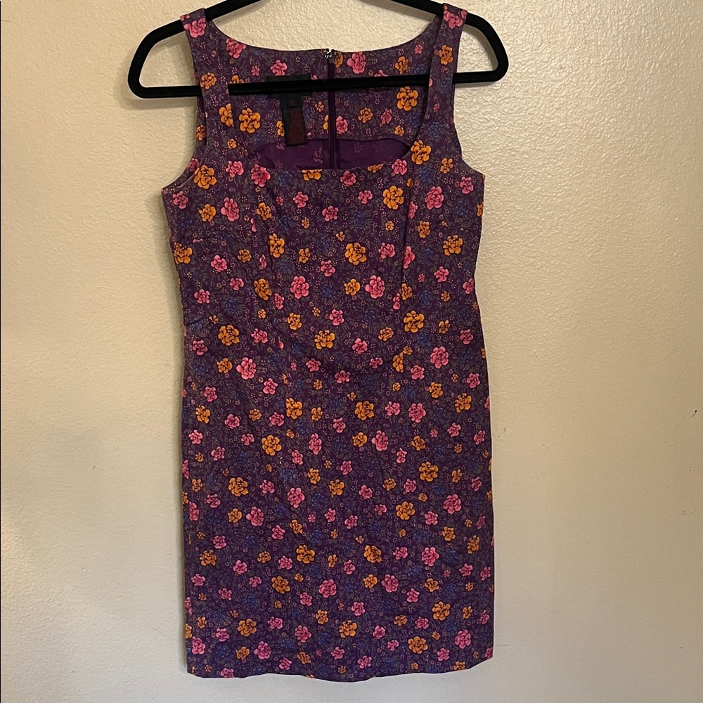 Vintage 90’s Ralph Lauren Cotton Tank Purple Floral Mini Dress 10